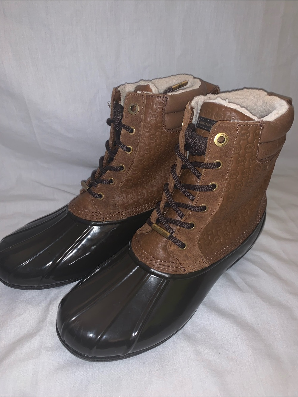 Men's Brown Lace-Up Duck Boots with Black Rubber Toe